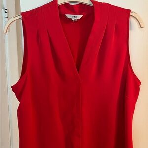 Women's Red Sleeveless V-Neck Top
